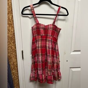 Aerie Red and White Plaid Mini Dress